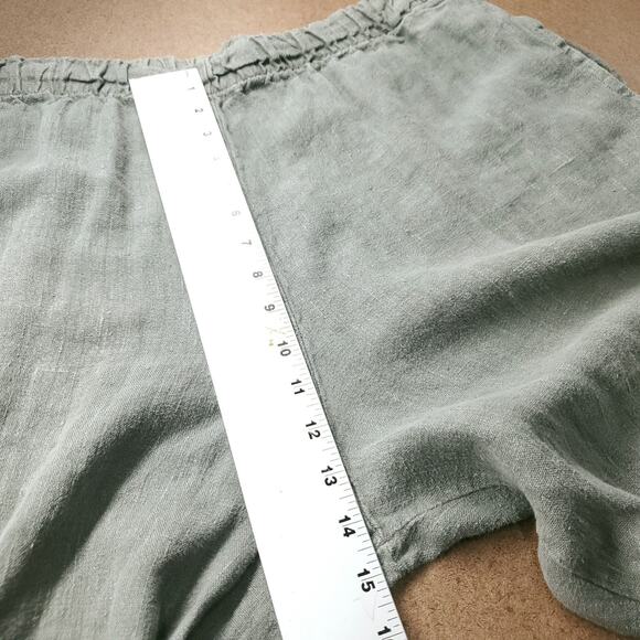 Bryn Walker Pants Women M Olive Wide Leg Crop Linen Boho Lagenlook Cottage Beach - Picture 7 of 11